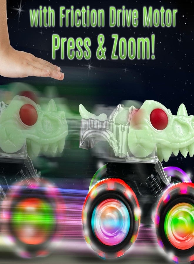 stargo - Glow in the Dark Skull Monster Truck Toys - Light Up Chomping Pull Back Truck | Birthday Gifts for Toddlers, Boys Toys, Monster Truck Children’s Toys for Kids Boys, Girls Ages 3-5 4-6 5-7 4-8 - Image 4